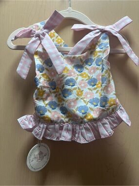 Pink Floral Tie-Shoulder Matching Set Top - Unbranded